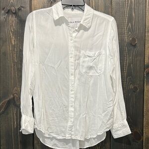 Lola River White‎ Button Up Blouse M Long Sleeves Classic Viscose Office